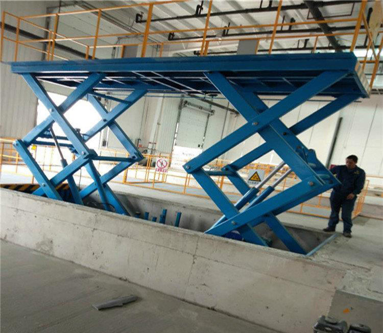 長清載重2噸固定剪叉升降機安裝現場